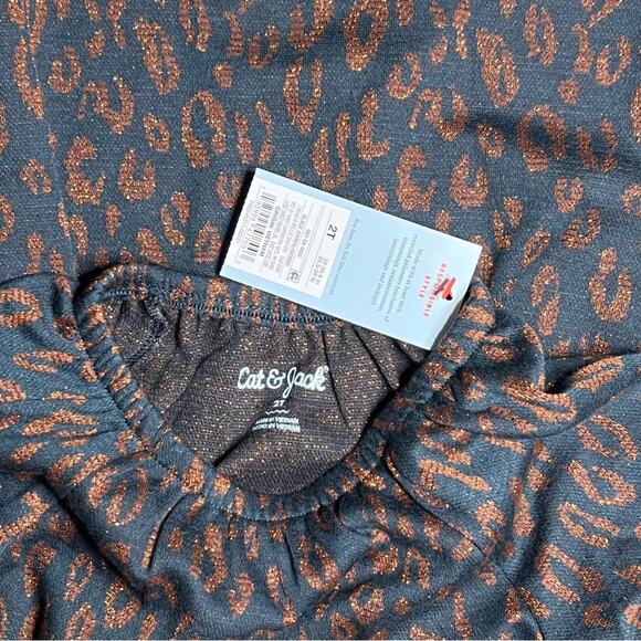 Cat & Jack Girls Dress Size 2T Black Gold Shimmer Animal Print Casual NWT - Picture 4 of 4